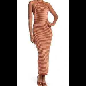 RONNY KOBO Fortunata Knit Halter Dress in Brown - Size M, NWT